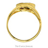 Oval Shaped Blue Topaz and Citrine Combo Ring in 18k Yellow Gold Ridged Mounting - Thumbnail 2