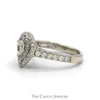 1cttw Pear Cut Diamond Engagement Ring with Double Diamond Halo and Accented Sides in 14k White Gold - Thumbnail 3