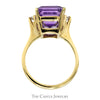 Emerald Cut Amethyst Ring with Round Diamond Accents in 10k Yellow Gold - Thumbnail 2