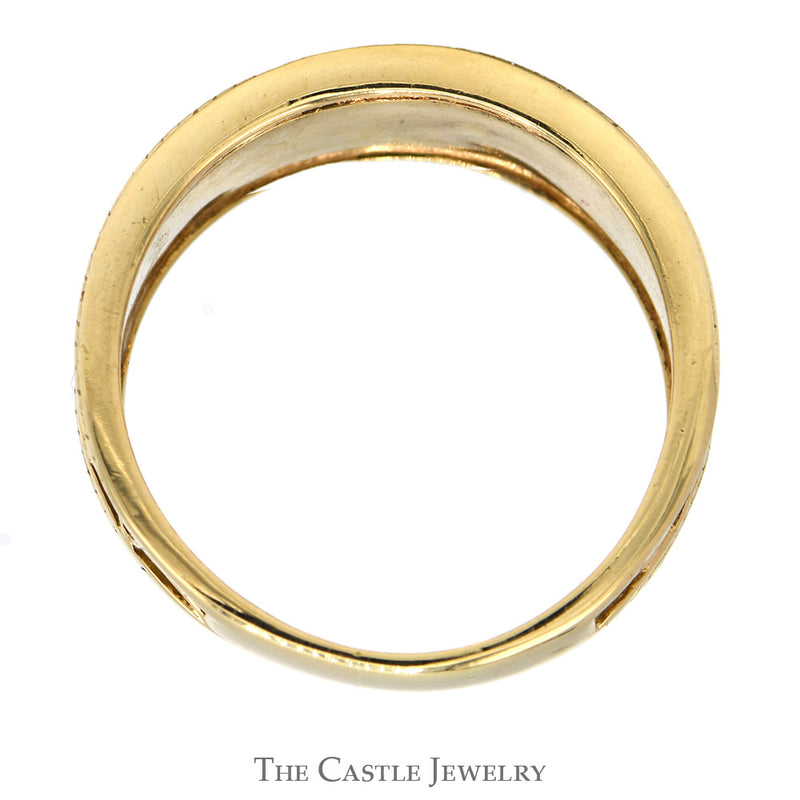 10k Yellow Gold Scroll Designed Tapered Band - Size 8.5