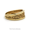 10k Yellow Gold Scroll Designed Tapered Band - Size 8.5 - Thumbnail 3