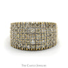 Wide 2cttw 5 Row Diamond Cluster Ring in 14k Yellow Gold - Thumbnail 1