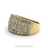 Wide 2cttw 5 Row Diamond Cluster Ring in 14k Yellow Gold - Thumbnail 3