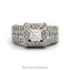 2cttw Princess Cut Diamond Ring with Diamond Halo and Diamond Accented Sides in 14k White Gold - Thumbnail 1