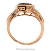 Effy Designer Square Shaped "Espresso" Diamond Cluster Ring with Diamond Halo and Accented Split Shank Sides in 14k Rose Gold - Thumbnail 2