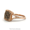 Effy Designer Square Shaped "Espresso" Diamond Cluster Ring with Diamond Halo and Accented Split Shank Sides in 14k Rose Gold - Thumbnail 3