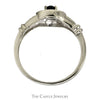 Oval Sapphire Ring with Illusion Set Diamond Halo and Accented Split Shank Sides in 10k White Gold - Thumbnail 2