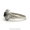 Oval Sapphire Ring with Illusion Set Diamond Halo and Accented Split Shank Sides in 10k White Gold - Thumbnail 3