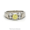 Yellow Diamond Ring with White Diamond Accents in 14k White Gold - Thumbnail 1