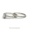 Oval Shaped Diamond Bridal Set with Diamond Halo and Matching Diamond Band in 14k White Gold - Thumbnail 3