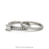 Princess Cut Diamond Bridal Set with Diamond Accented Sides and Matching Band in 14k White Gold - Thumbnail 3