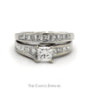 2cttw Princess Cut Diamond Bridal Set with Accented Sides and Matching Soldered Diamond Band in 14k White Gold - Thumbnail 1