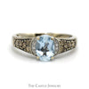 Le Vian Designer Oval Cut Aquamarine Ring with Chocolate & White Diamond Accents in 14k White Gold - Thumbnail 1
