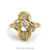 Swirled Freeform 3/4cttw Round Diamond Cluster Ring in 10k Yellow Gold - Thumbnail 1