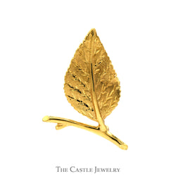 Detailed Leaf Designed Brooch/Pin in 14k Yellow Gold