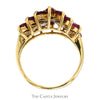 Marquise Ruby and Round Diamond Cluster Ring in 14k Yellow Gold - Thumbnail 2