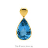 Large Bezel Set Pear Cut Blue Topaz Pendant in 10k Yellow Gold - Thumbnail 1
