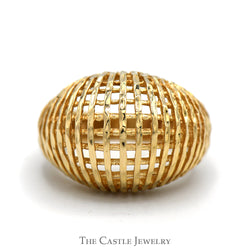 Open Lattice Designed Dome Ring in 14k Yellow Gold