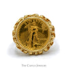 22k 1/10oz 1990 MCMXC Liberty Coin Ring with Open Scalloped Bezel in 14k Yellow Gold - Thumbnail 1