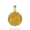 1989 MCMLXXXIX Gold Liberty Coin Pendant in 14k Yellow Gold Rope Designed Bezel - Thumbnail 2
