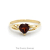 Heart Shaped Garnet Ring with Cubic Zirconia Accents in 10k Yellow Gold - Thumbnail 1