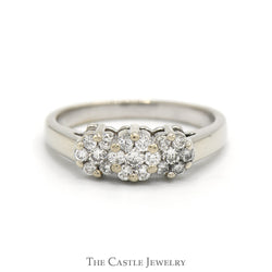 1/2cttw Triple Round Diamond Cluster Ring in 14k White Gold
