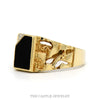 Side profile of the 10k yellow gold onyx nugget ring - Thumbnail 2