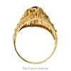 Marquise Cut Black Onyx Ring with Open Beaded Textured Sides in 14k Yellow Gold - Thumbnail 2