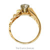 Round Diamond Solitaire Open Wave Designed Ring with Diamond Accents in 14k Yellow Gold - Thumbnail 2