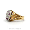 Side profile of the 10k yellow gold ruby Kentucky Cluster ring - Thumbnail 2