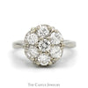 1cttw Round Shaped 7 Diamond Cluster Ring in 14k White Gold - Thumbnail 1
