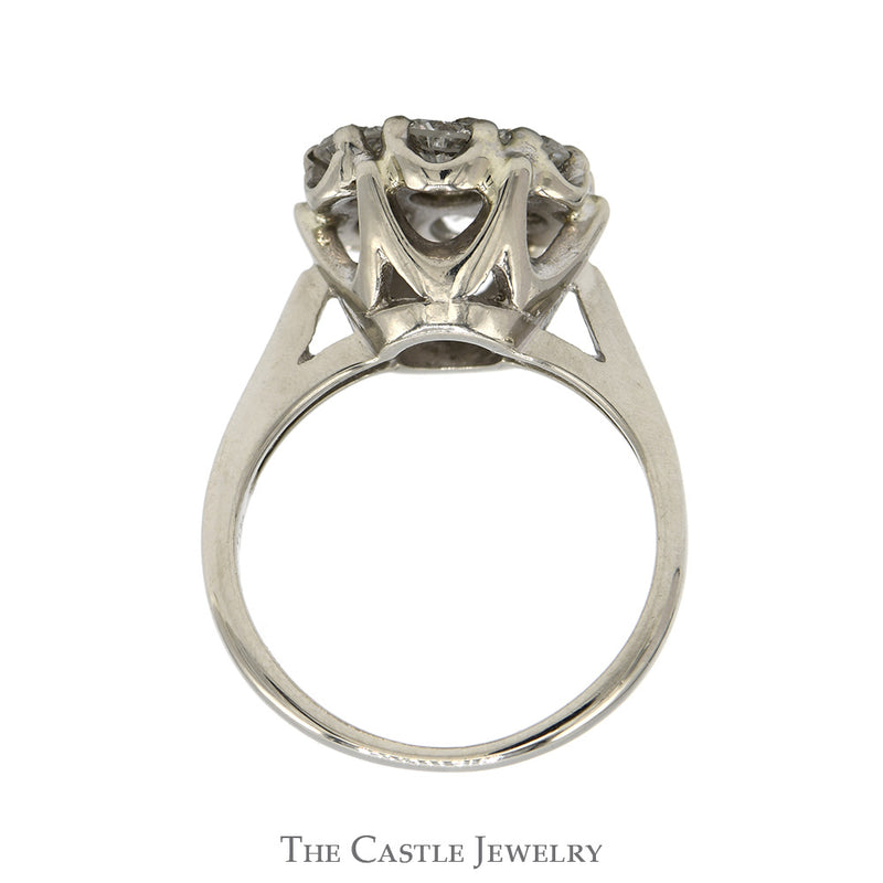 1cttw Round Shaped 7 Diamond Cluster Ring in 14k White Gold