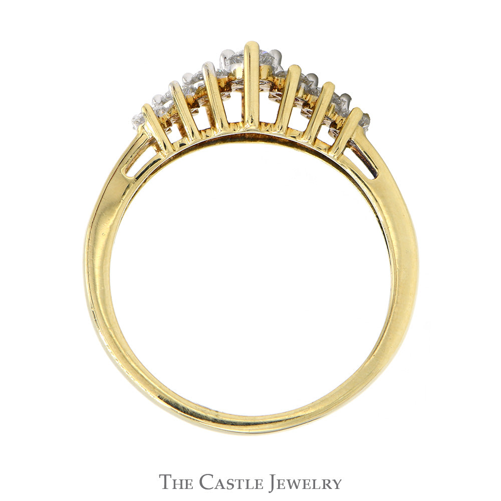Lab Grown Diamond Cluster Wedding/Anniversary Band in 10k Yellow Gold