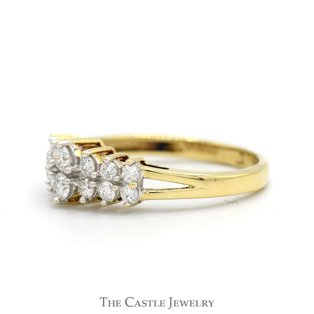 Lab Grown Diamond Cluster Wedding/Anniversary Band in 10k Yellow Gold