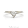 Trillion Cut Diamond Ring with Diamond Bezel in 14k White Gold - Thumbnail 1