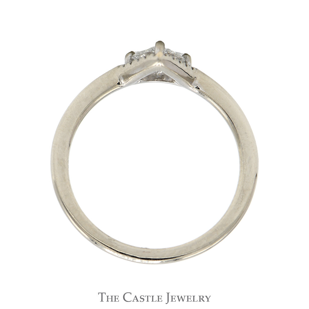 Trillion Cut Diamond Ring with Diamond Bezel in 14k White Gold