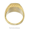 Black Onyx Horse Head Ring with Grooved Sides in 14k Yellow & White Gold - Thumbnail 2