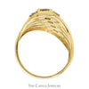Multi Row Round & Square Cut Cubic Zirconia Ring in 14k Yellow Gold - Thumbnail 2