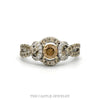 14k white gold cocoa and white diamond halo ring — top view - Thumbnail 1