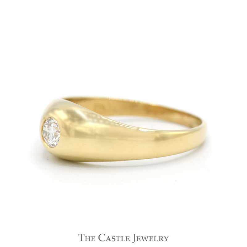 1/4ct Bezel Set Diamond Solitaire Ring with Polished Sides in 14k Yellow Gold