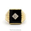 Rectangular Black Onyx Ring with Diamond Accent in 10k Yellow Gold - Thumbnail 1
