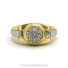14k two-tone men's diamond cluster ring with fluted bezel — top view - Thumbnail 1