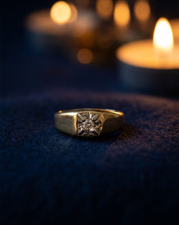 0.15ct Round Brilliant Solitaire Ring with Illusion Setting and Polished Sides in 14k Yellow Gold