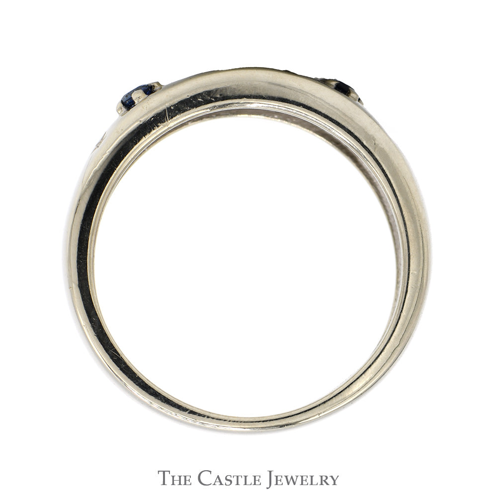 Star Designed Round Sapphire Band in 18k White Gold