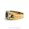 Round Garnet Solitaire Ring in Open Concaved Setting in 14k Yellow Gold - Thumbnail 3