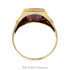 Square & Compass Masonic Ring on Synthetic Red Stone in 10k Yellow Gold - Thumbnail 2