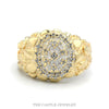10K Yellow Gold Oval Shaped Diamond Cluster Ring with Nugget Sides - Thumbnail 1