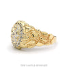 10K Yellow Gold Oval Shaped Diamond Cluster Ring with Nugget Sides - Thumbnail 3