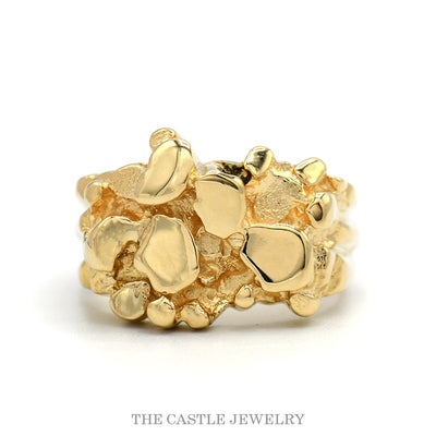 Men's Textured Nugget Style Ring in 14k Yellow Gold