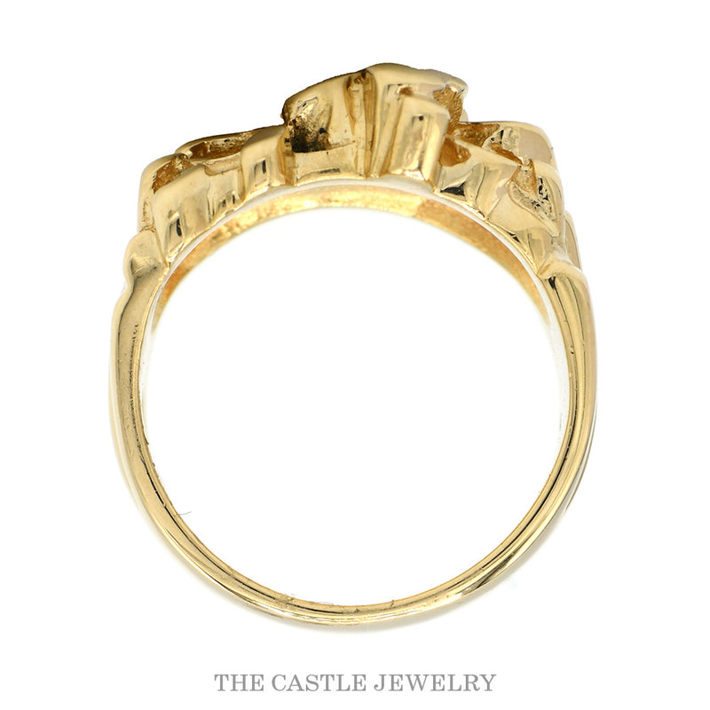 Men's Textured Nugget Style Ring in 14k Yellow Gold
